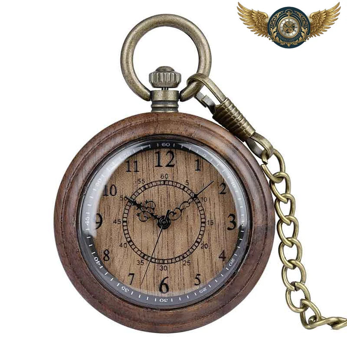 L'Ébéniste - Montre Gousset Rétro en Bois et Bronze Quartz - Vue 1 - Gousset-heritage