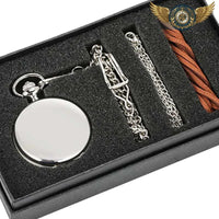 L'Éclat Miroir - Montre de Poche Quartz Chasseur & Triple Chaîne - Gousset-heritage