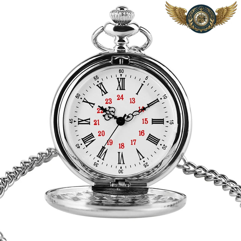 L'Éclat Miroir - Montre de Poche Quartz Chasseur & Triple Chaîne