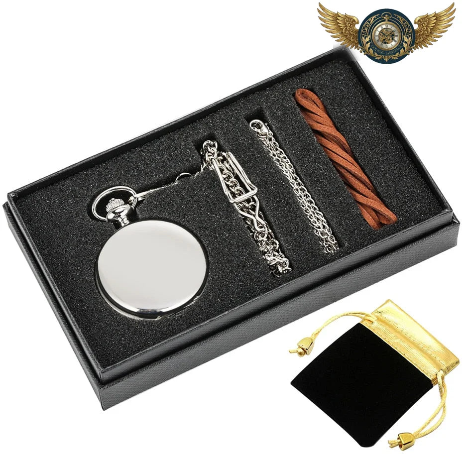 L'Éclat Miroir - Montre de Poche Quartz Chasseur & Triple Chaîne - Vue 6 - Gousset-heritage