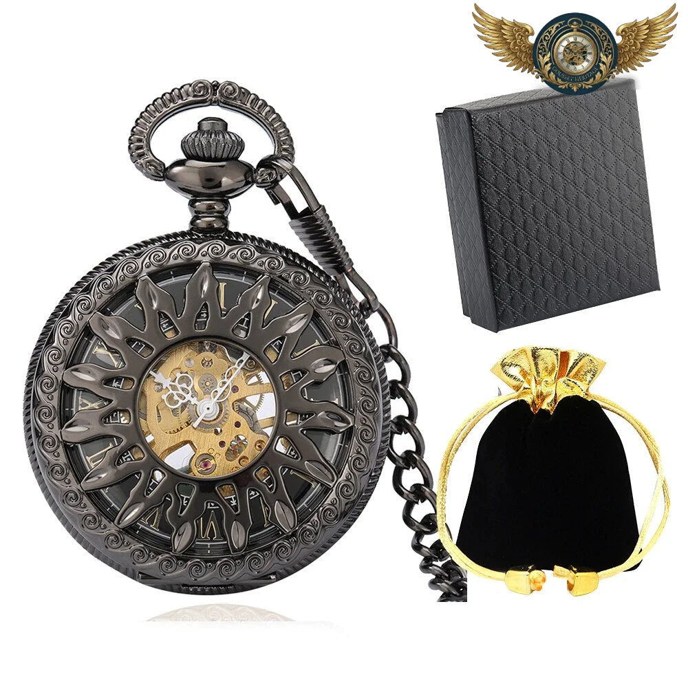 L'Éclat Solaire - Montre Gousset Squelette Automatique - Noir - Gousset-heritage