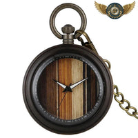 L'Éclectique - Montre Gousset Bois Naturel & Bronze Patiné Quartz - Gousset-heritage