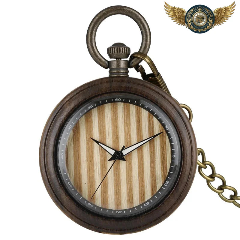 L'Éclectique - Montre Gousset Bois Naturel & Bronze Patiné Quartz - Beige - Gousset-heritage