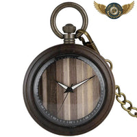 L'Éclectique - Montre Gousset Bois Naturel & Bronze Patiné Quartz - modèle Marron - Gousset-heritage