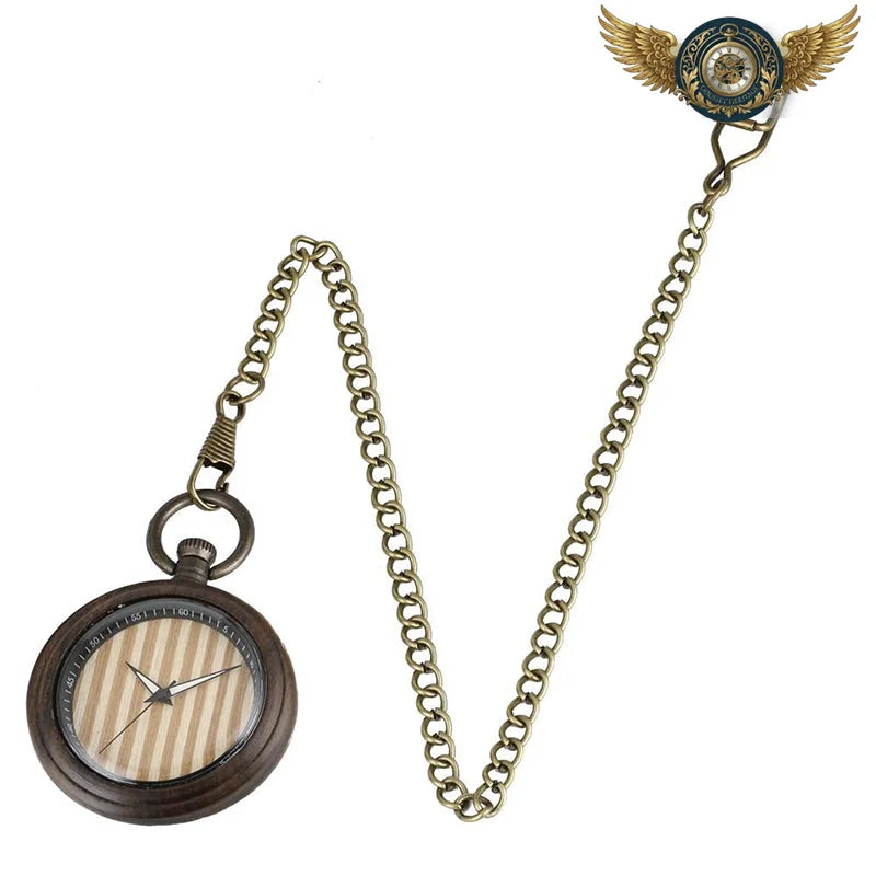 L'Éclectique - Montre Gousset Bois Naturel & Bronze Patiné Quartz - Vue 5 - Gousset-heritage