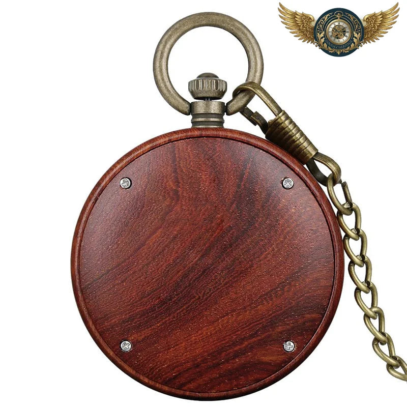 L'Éclectique - Montre à Gousset en Bois Acajou Cadran Bleu - Vue 2 - Gousset-heritage