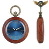 L'Éclectique - Montre à Gousset en Bois Acajou Cadran Bleu - Vue 3 - Gousset-heritage