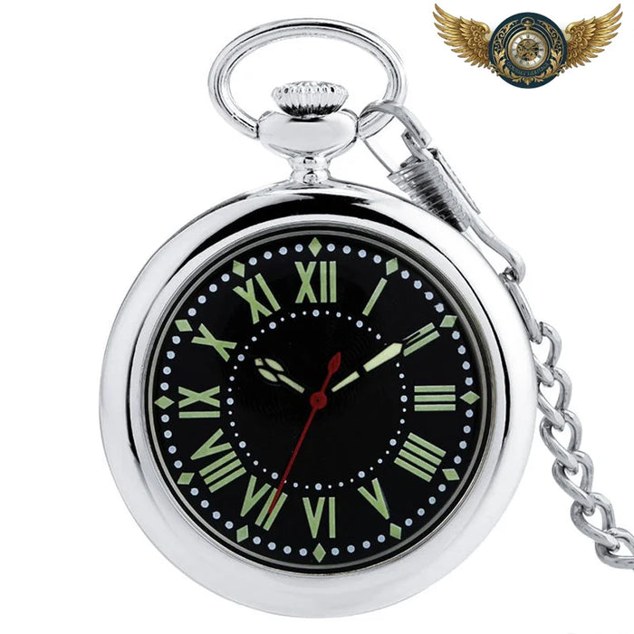 L'Éclipse - Montre Gousset Argent Quartz Cadran Noir Lumineux - Vue 1 - Gousset-heritage