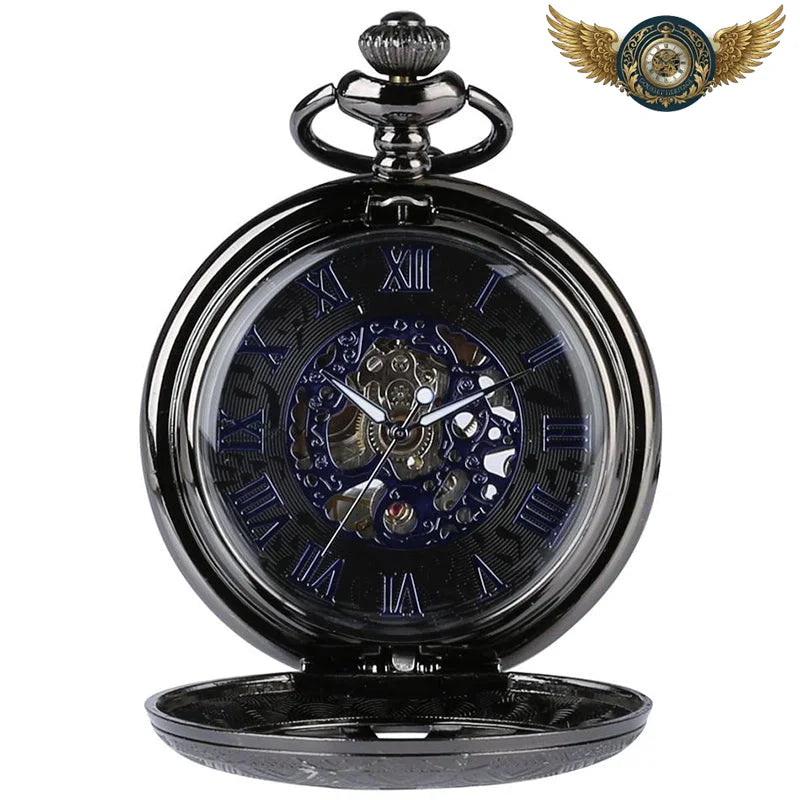 L'Éclipse - Montre Gousset Mécanique Squelette Noir 360°