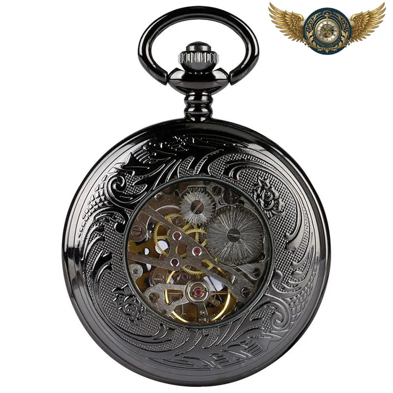 L'Éclipse - Montre Gousset Mécanique Squelette Noir 360° - Vue 3 - Gousset-heritage