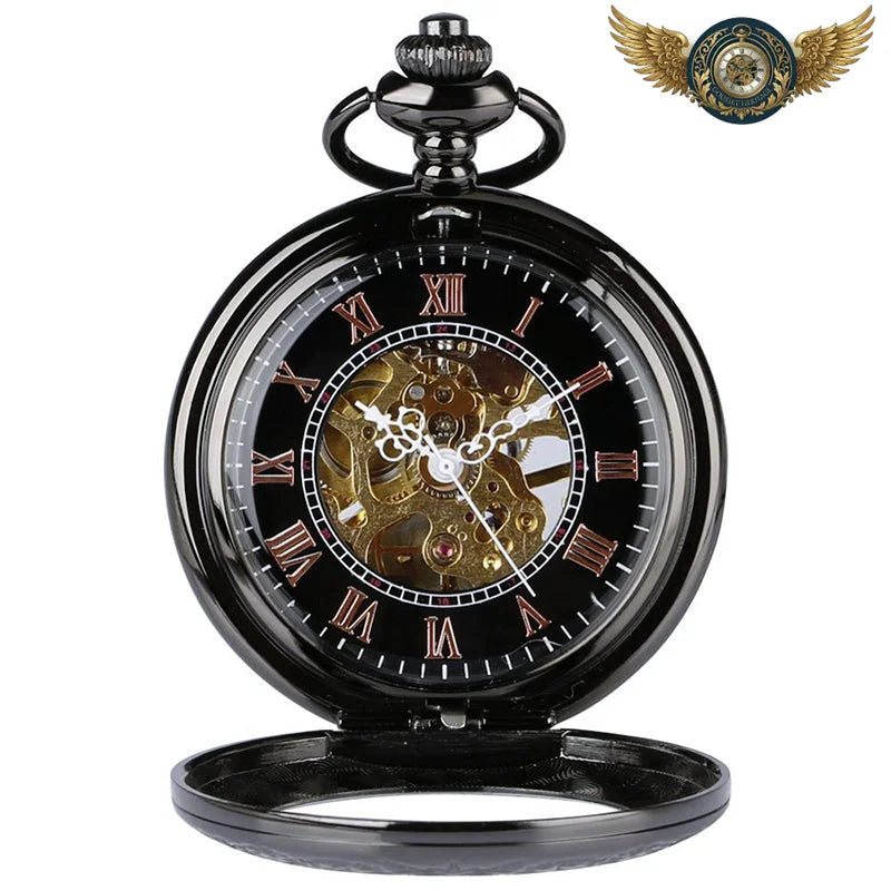 L'Éclipse - Montre Gousset Squelette Mécanique Noir Charbon - Vue 2 - Gousset-heritage
