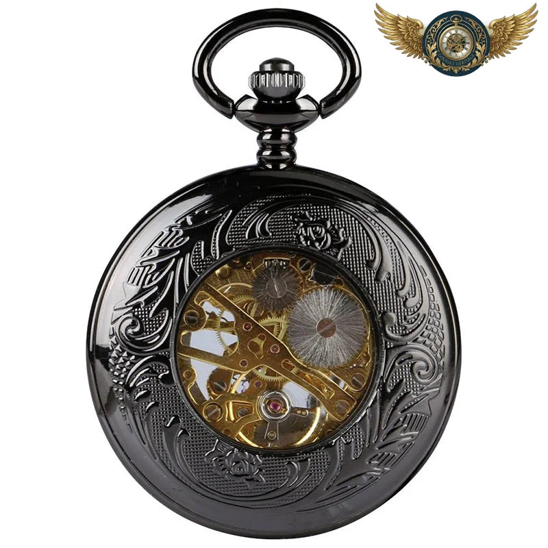 L'Éclipse - Montre Gousset Squelette Mécanique Noir Charbon - Vue 3 - Gousset-heritage