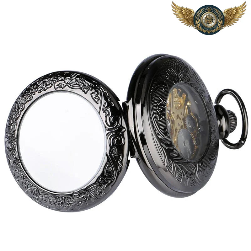 L'Éclipse - Montre Gousset Squelette Mécanique Noir Charbon - Vue 4 - Gousset-heritage