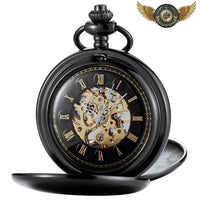 L'Éclipse - Montre de Poche Squelette Demi-Chasseur Noir Mat - Gousset-heritage