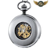 L'Éclipse - Montre de Poche Squelette Demi-Chasseur Noir Mat - Argent - Gousset-heritage