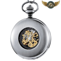 L'Éclipse - Montre de Poche Squelette Demi-Chasseur Noir Mat - modèle Argent - Gousset-heritage