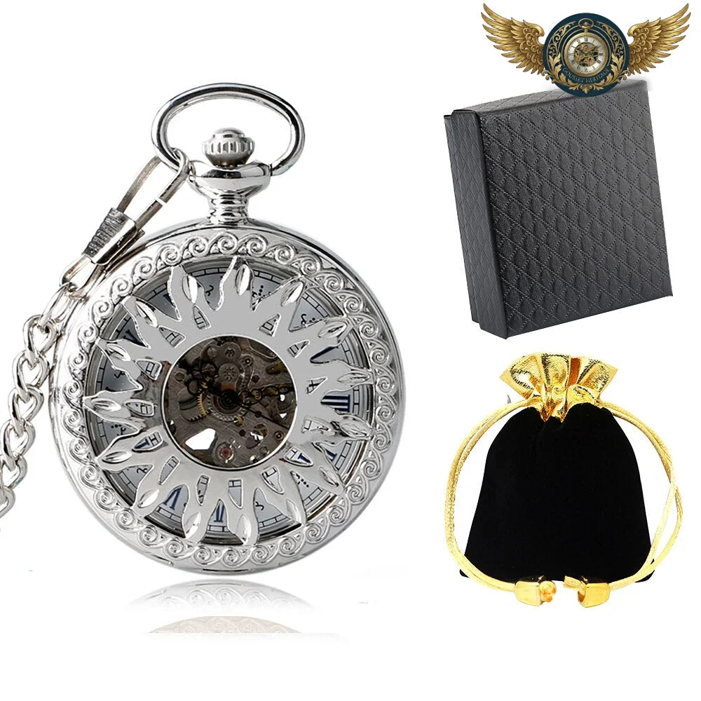 L'Éclipse – Montre Gousset Automatique Squelette Demi-Chasseur - Argent - Gousset-heritage