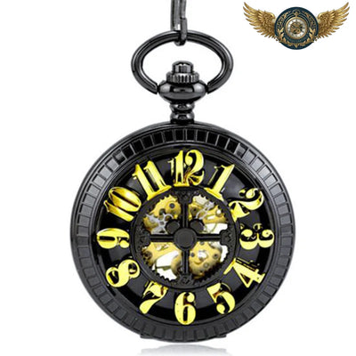 Acheter L'Éclipse – Montre Gousset Mécanique Squelette Noir et Or - Gousset-heritage