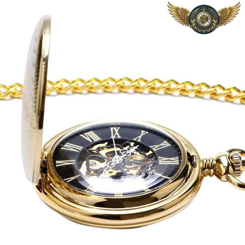 L'Écusson Victorien - Montre Gousset Hunter Squelette Dorée - Vue 3 - Gousset-heritage