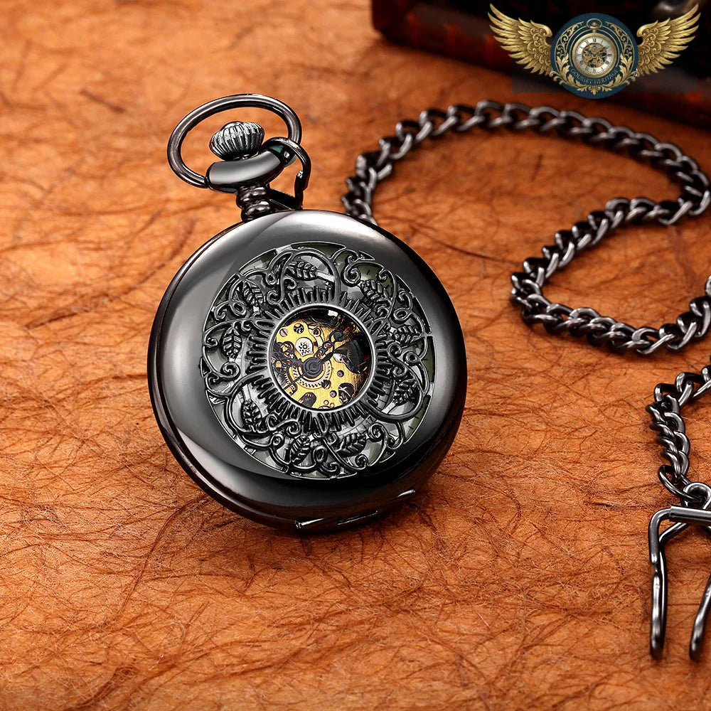 L'Électrique - Montre Gousset Mécanique Chasseur Noir Luminescent - Vue 4 - Gousset-heritage