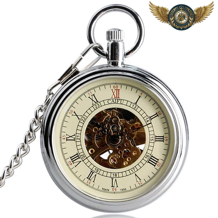 L'Élégance Automatique - Montre Gousset Squelette Acier Poli 50mm - Vue 1 - Gousset-heritage