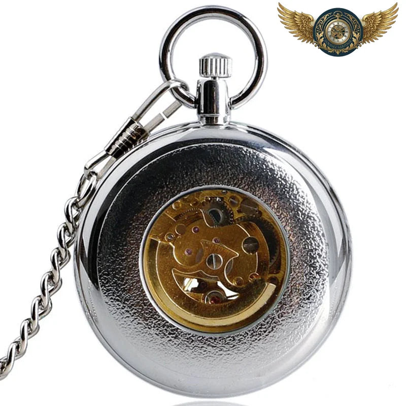 L'Élégance Automatique - Montre Gousset Squelette Acier Poli 50mm - Vue 2 - Gousset-heritage