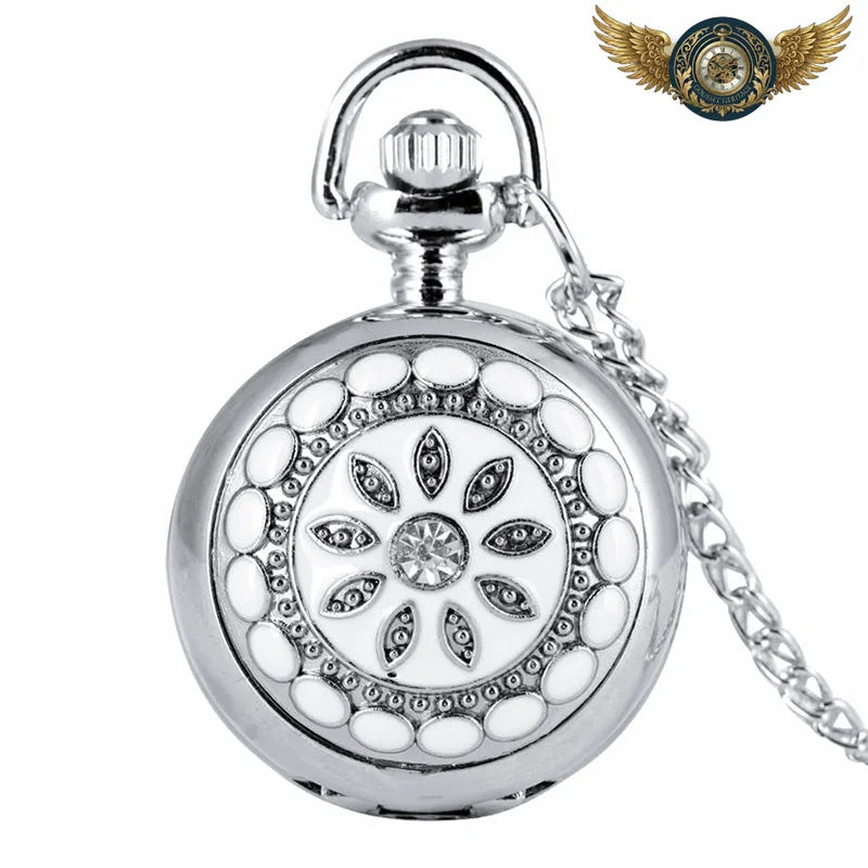 L'Élégance Florale - Montre Pendentif Argentée Full Hunter - Vue 3 - Gousset-heritage