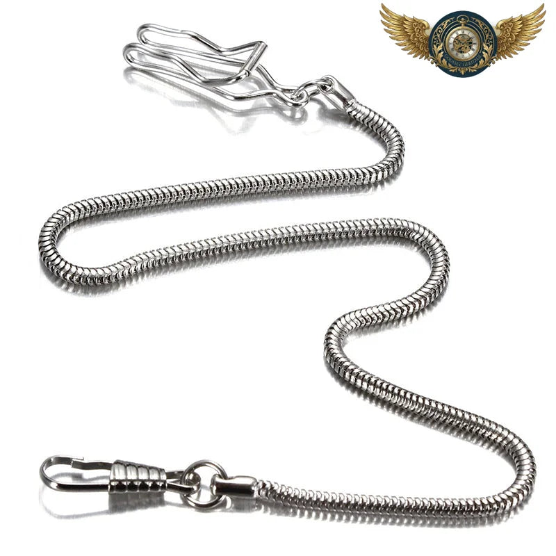 L'Élégance Fluide - Chaîne Albert Maille Serpent Argentée - Vue 2 - Gousset-heritage