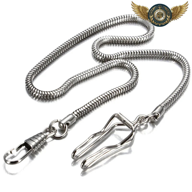 L'Élégance Fluide - Chaîne Albert Maille Serpent Argentée - Vue 4 - Gousset-heritage
