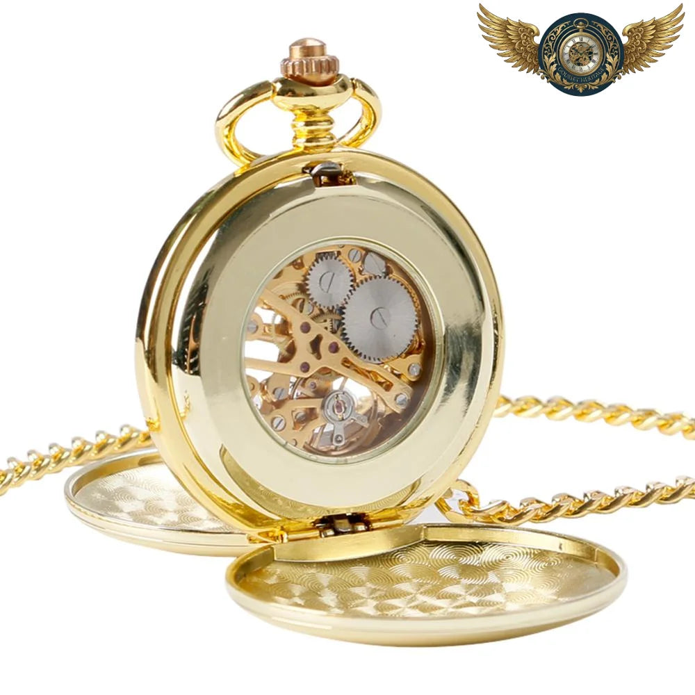 L'Élégance Gilded Age - Montre Gousset Double Chasseur Squelette Or - Vue 3 - Gousset-heritage