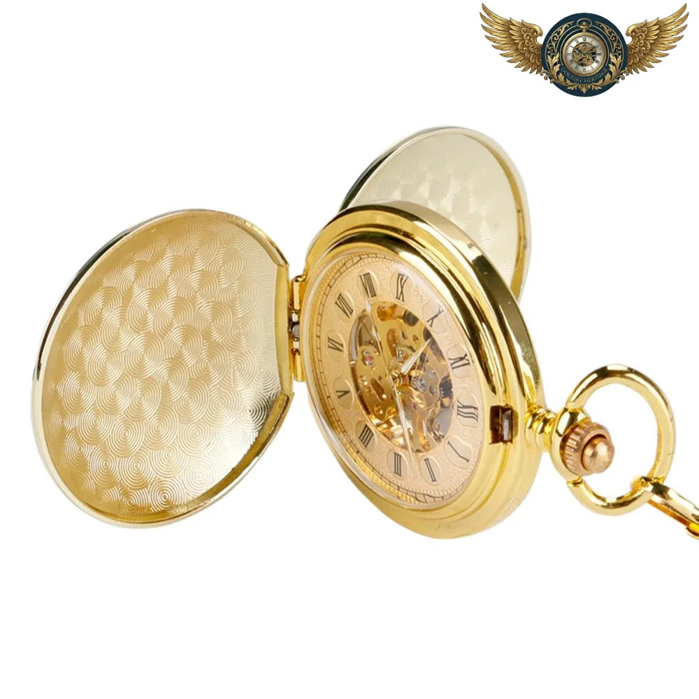 L'Élégance Gilded Age - Montre Gousset Double Chasseur Squelette Or - Vue 4 - Gousset-heritage