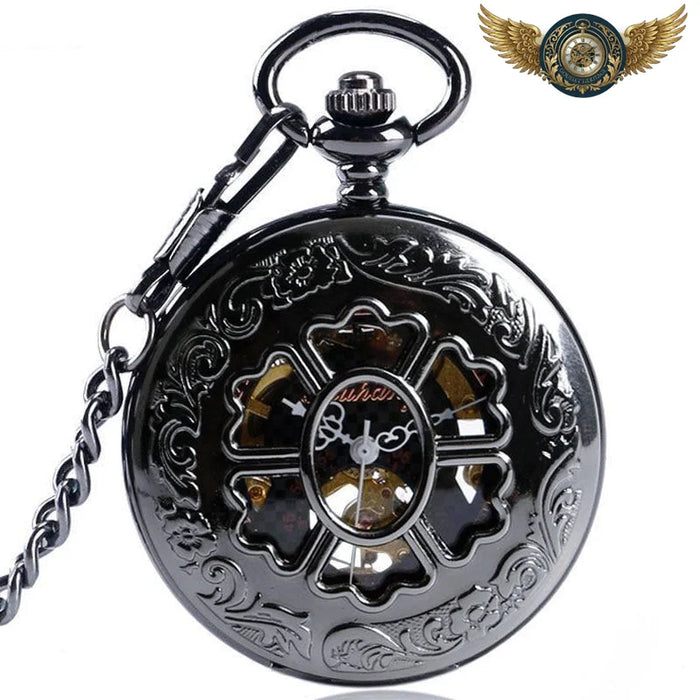 L'Élégance Noire - Montre Gousset Mécanique Squelette 47mm - Vue 1 - Gousset-heritage