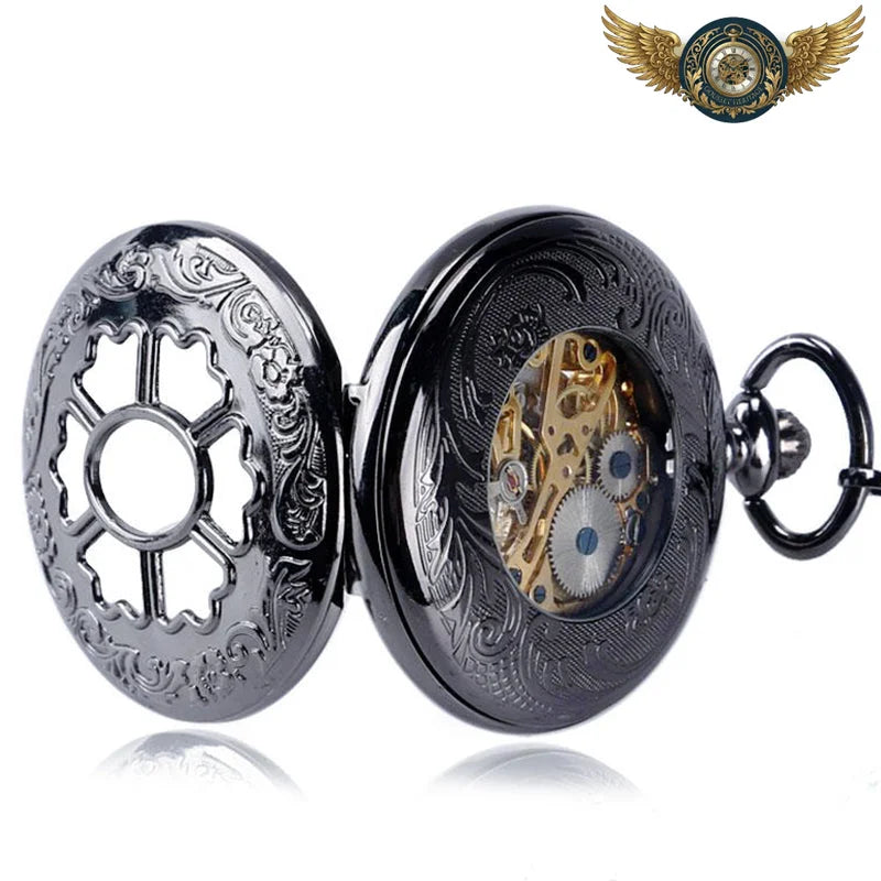 L'Élégance Noire - Montre Gousset Mécanique Squelette 47mm - Vue 5 - Gousset-heritage