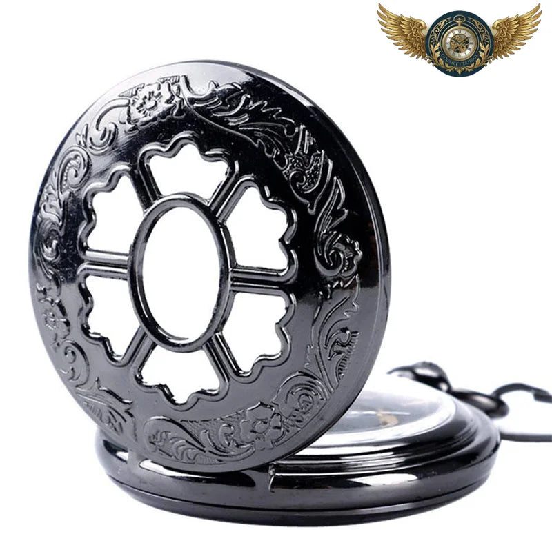L'Élégance Noire - Montre Gousset Mécanique Squelette 47mm - Vue 6 - Gousset-heritage