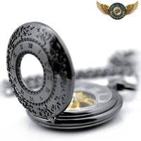 L'Élégance Noire - Montre Gousset Squelette Mécanique Manuelle - modèle Chaine glissière de ceinture (37cm) - Gousset-heritage