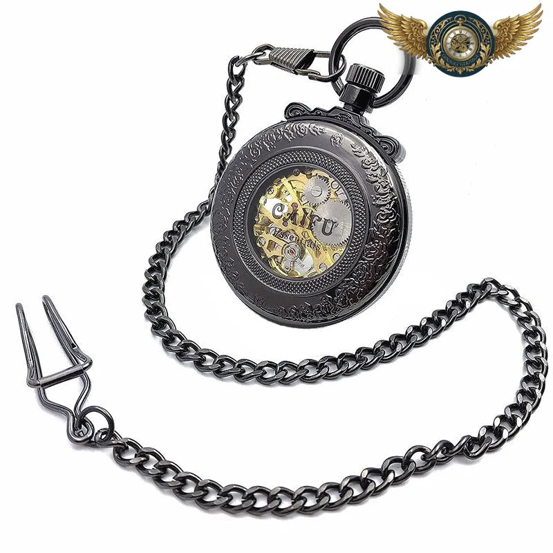 L'Élégance Noire - Montre de Poche Squelette Mécanique 47mm - Vue 5 - Gousset-heritage