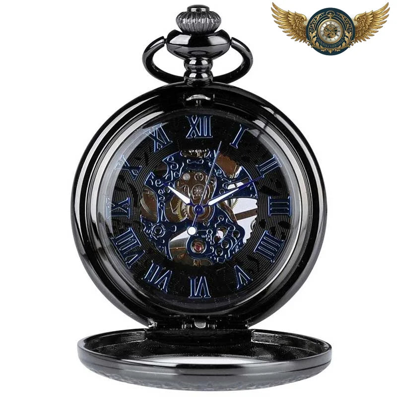 L'Élégance Noire - Montre de poche Mécanique Squelette Gravée - Vue 2 - Gousset-heritage