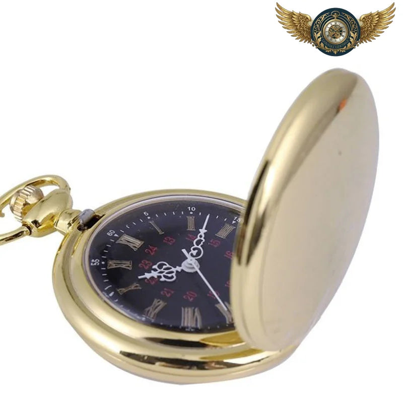 L'Élégant - Montre Gousset Chasseur Or & Cadran Noir Quartz - Vue 4 - Gousset-heritage