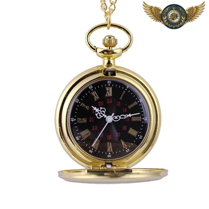 L'Élégant - Montre Gousset Chasseur Or & Cadran Noir Quartz - Vue 5 - Gousset-heritage