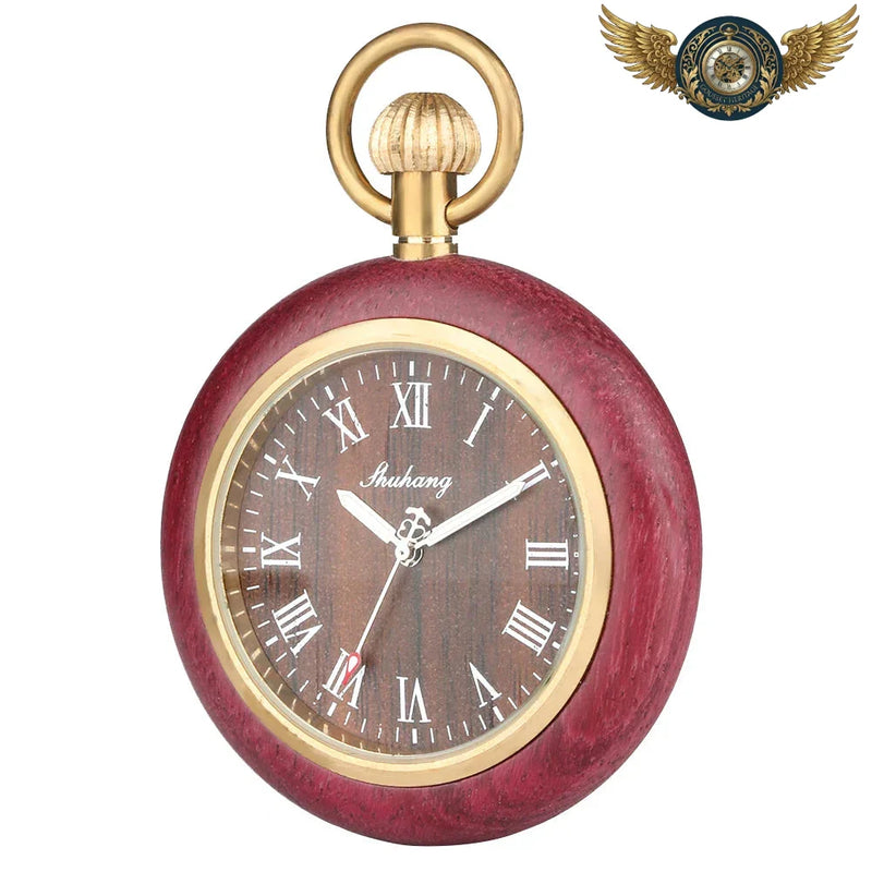 L'Élégant Rustique - Montre Gousset Bois Teinté Quartz