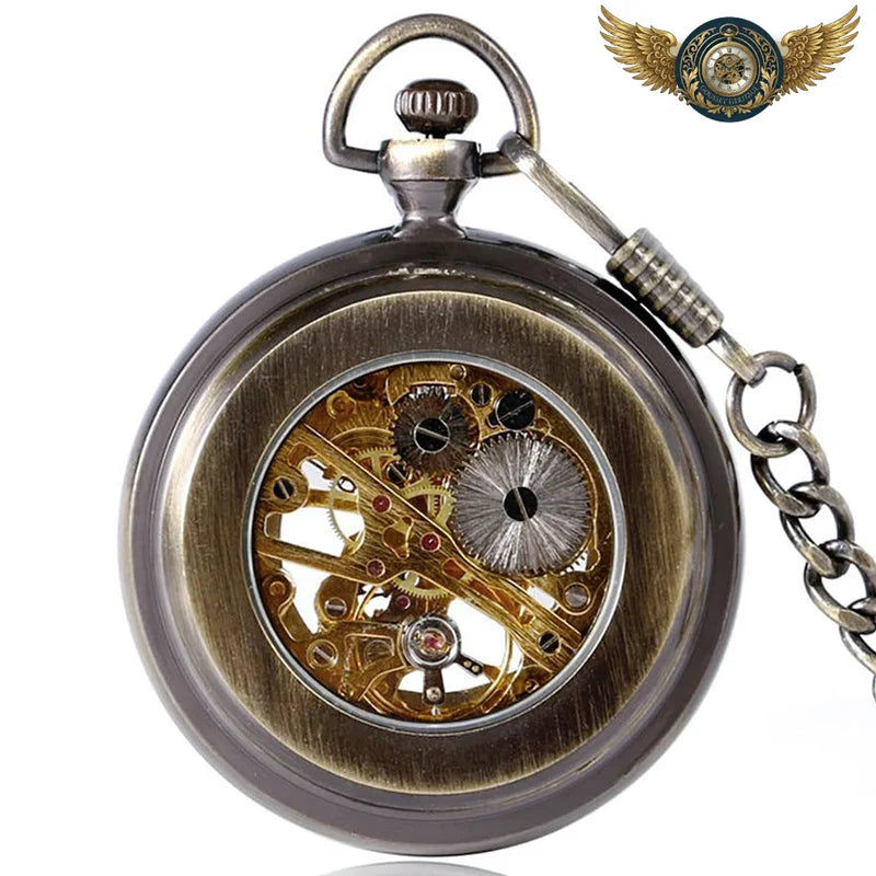 L'Engrenage - Montre Gousset Mécanique Squelette Bronze Antique - Vue 2 - Gousset-heritage