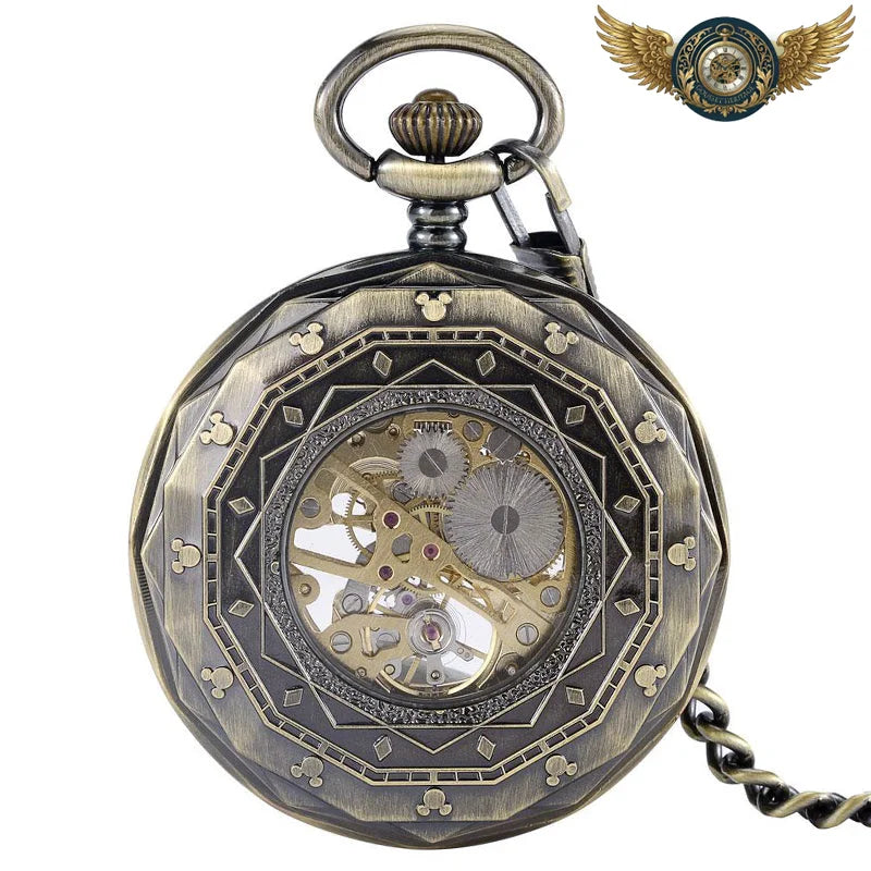 L'Engrenage Antique - Montre Gousset Mécanique Squelette Bronze