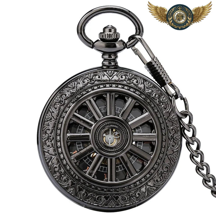 L'Engrenage Mystique - Montre de Poche Mécanique Noir Chasseur - Vue 1 - Gousset-heritage