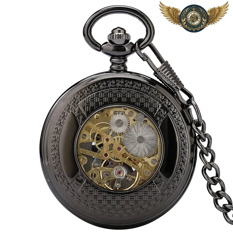 L'Engrenage Mystique - Montre de Poche Mécanique Noir Chasseur - Vue 3 - Gousset-heritage