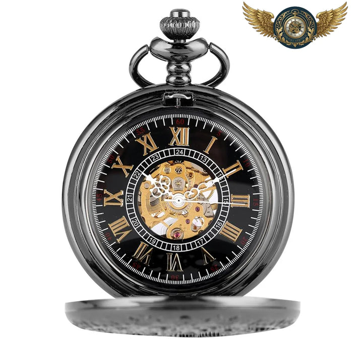 L'Engrenage Noir - Montre Squelette Mécanique à Remontage Manuel - Noir - Gousset-heritage