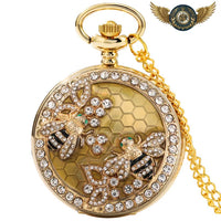 L'Envol Doré - Montre Sautoir Chasseur, Abeilles Cristaux - Gousset-heritage