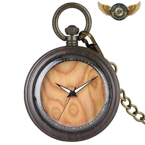 L'Essentielle - Montre Gousset Cadran Bois Massif Quartz - Vue 1 - Gousset-heritage