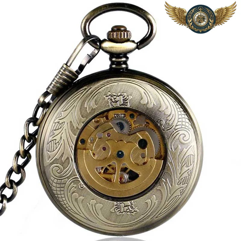 L'Esthète - Montre Gousset Automatique Squelette Bronze Chasseur