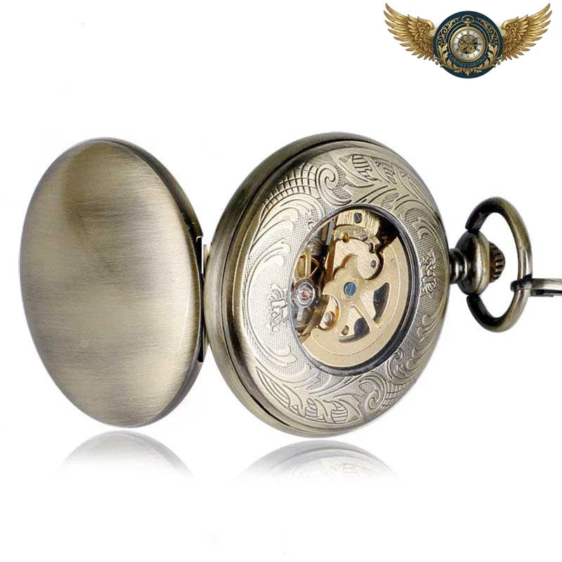 L'Esthète - Montre Gousset Automatique Squelette Bronze Chasseur - Vue 3 - Gousset-heritage