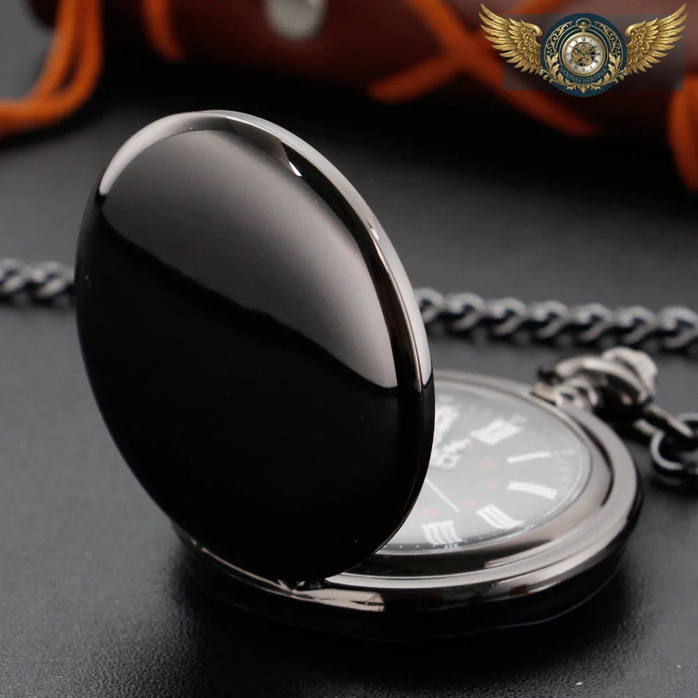 L'Esthète - Montre Gousset Boîtier Chasseur Quartz Poli Noir - Vue 3 - Gousset-heritage